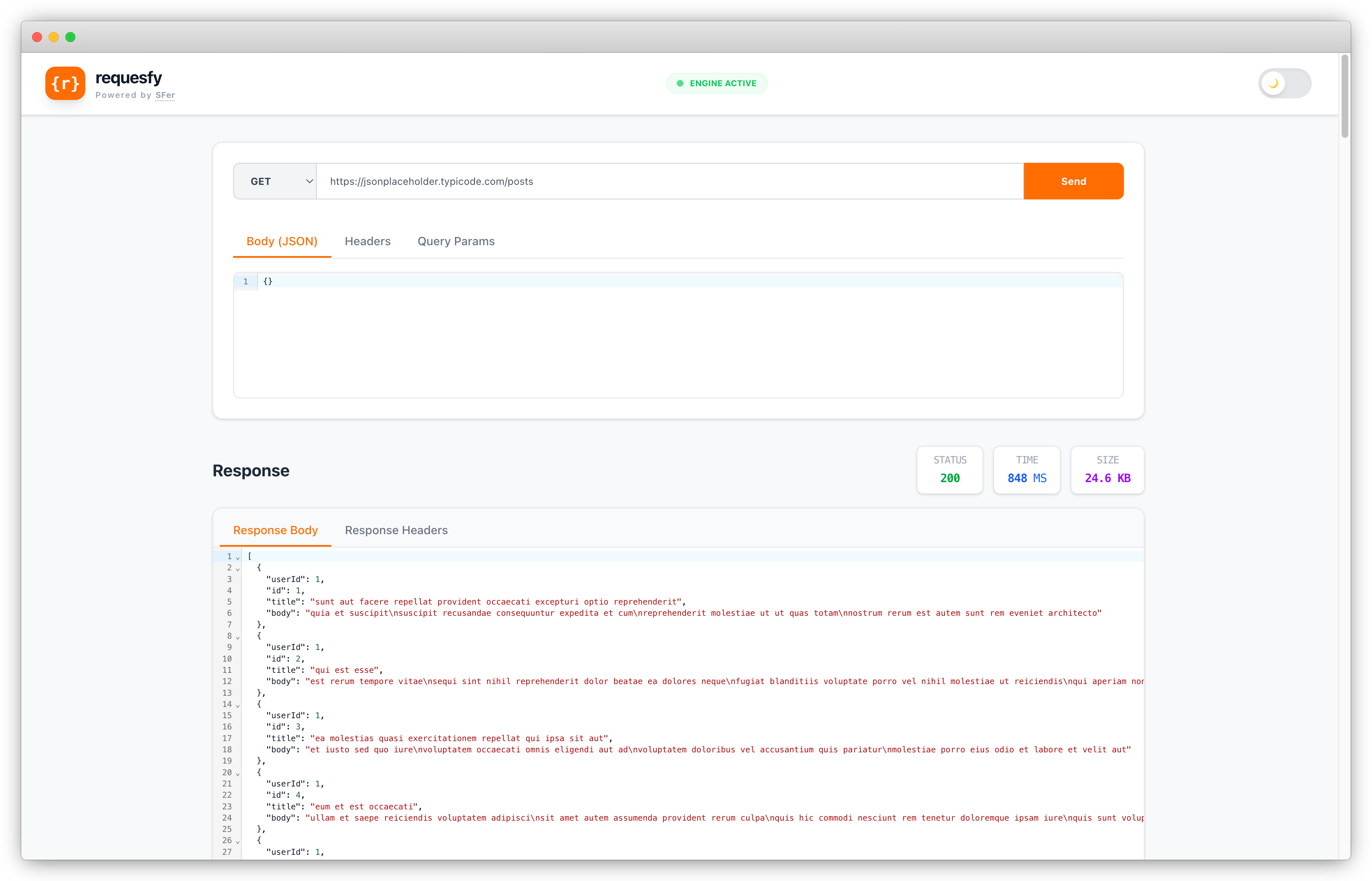 Requesfy Extension Popup View